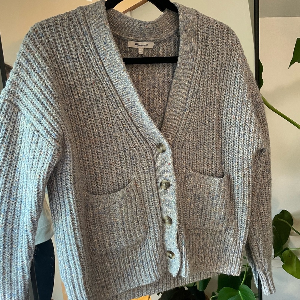 Madewell Speckled Ribbed Cardigan Sweater
